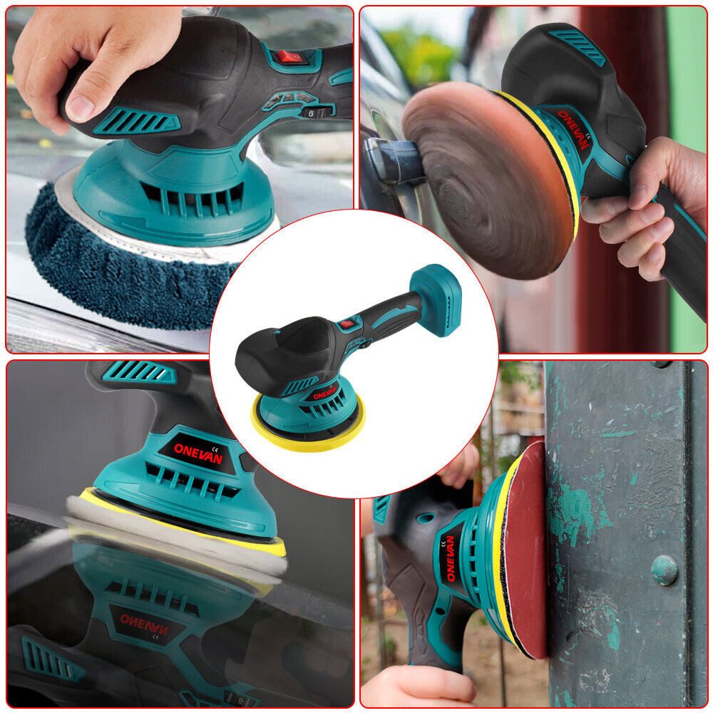 ONEVAN Cordless Polisher 6 Inch Car Polisher Buffer 6 Variable Speed, (with 2 x Batteries, Mini 6 Inch Eccentric Car Polisher Set), with 2 x Batteries, Eccentric Car Polisher Set