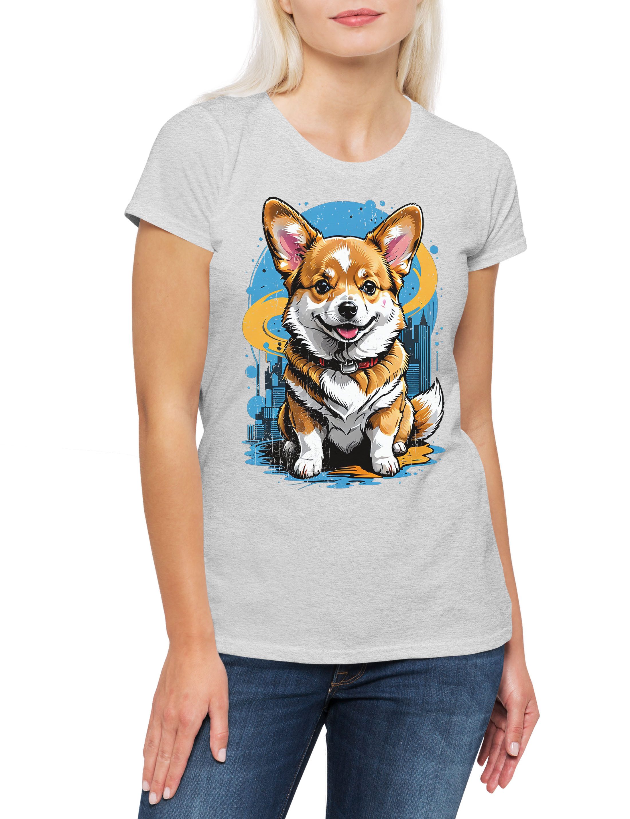 Urban Backwoods Print-Shirt Sweet Corgi Art Damen T-Shirt Welsh Pembroke Waliser Cardigan Hund Dog (1-tlg) Breed Pet Rasse Züchter