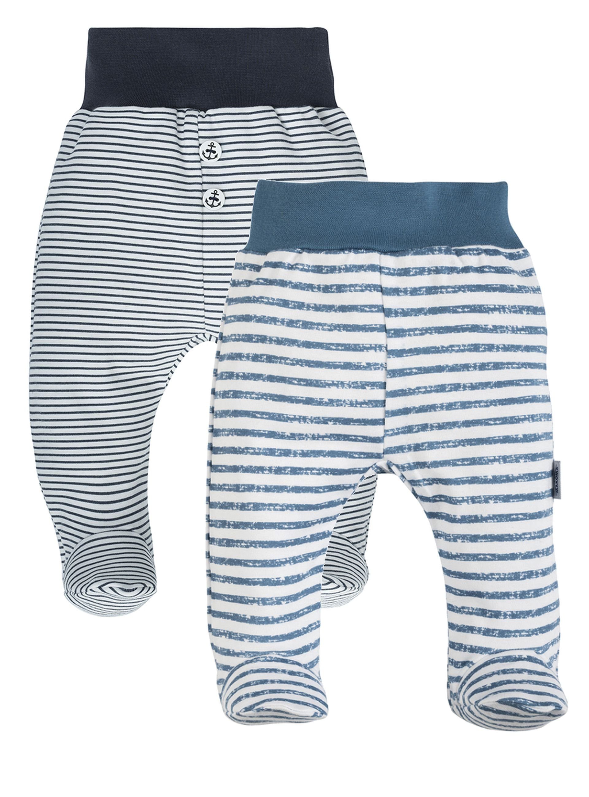 Makoma Schlupfhose Baby Hose mit Fuß Strampelhose für Jungen&Mädchen  Neutral Schwarz/Grau (Set, 2-tlg., 2er-Pack) 100% Baumwolle