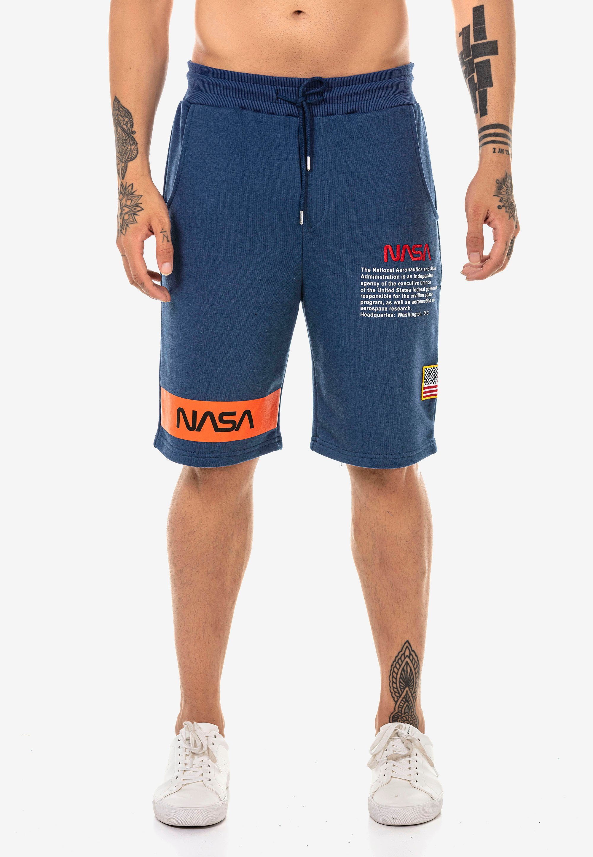 RedBridge Shorts Plano mit gesticktem NASA-Motiv indigo