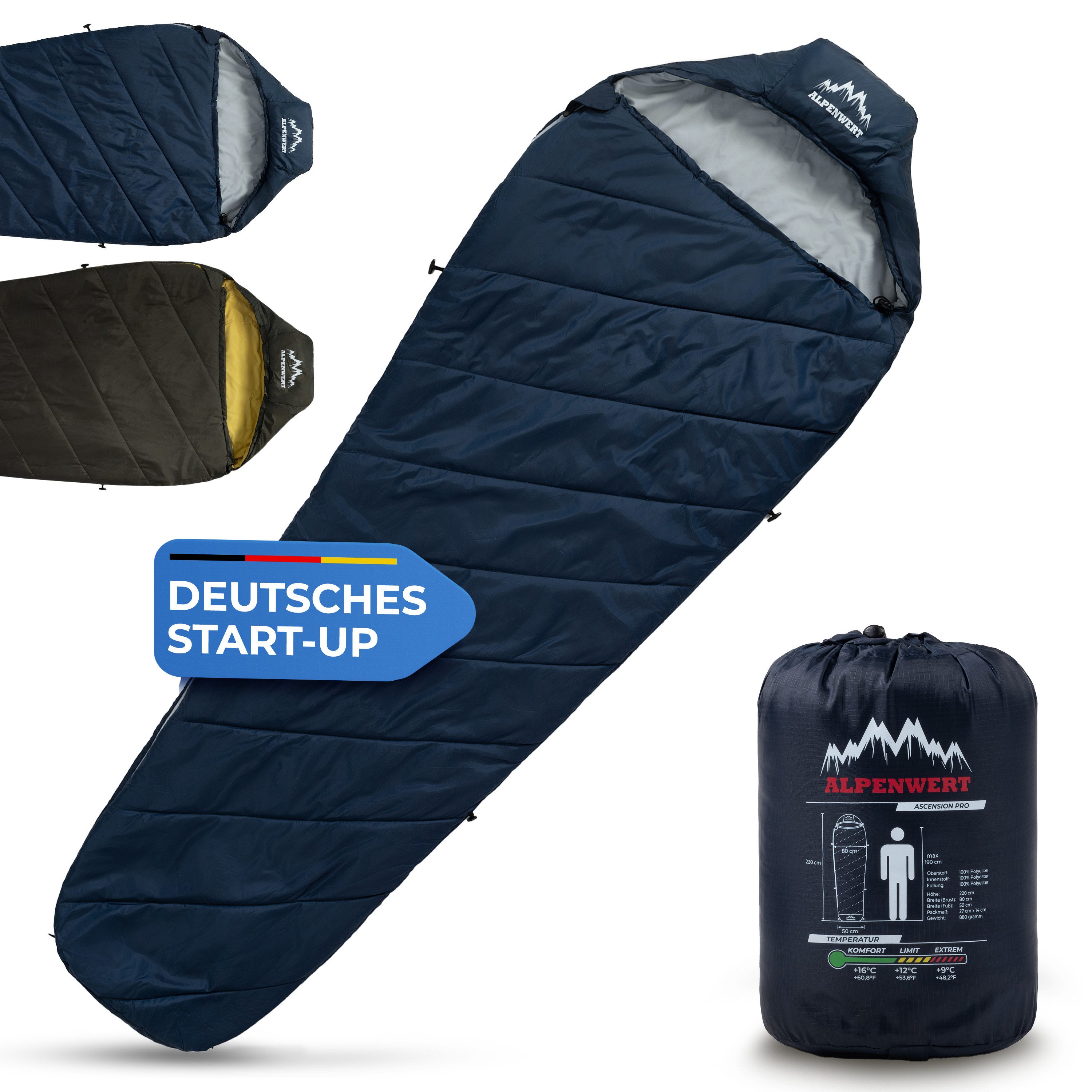 Alpenwert Mumienschlafsack Ultraleicht & kompakt, wasserabweisend, atmungsa günstig online kaufen