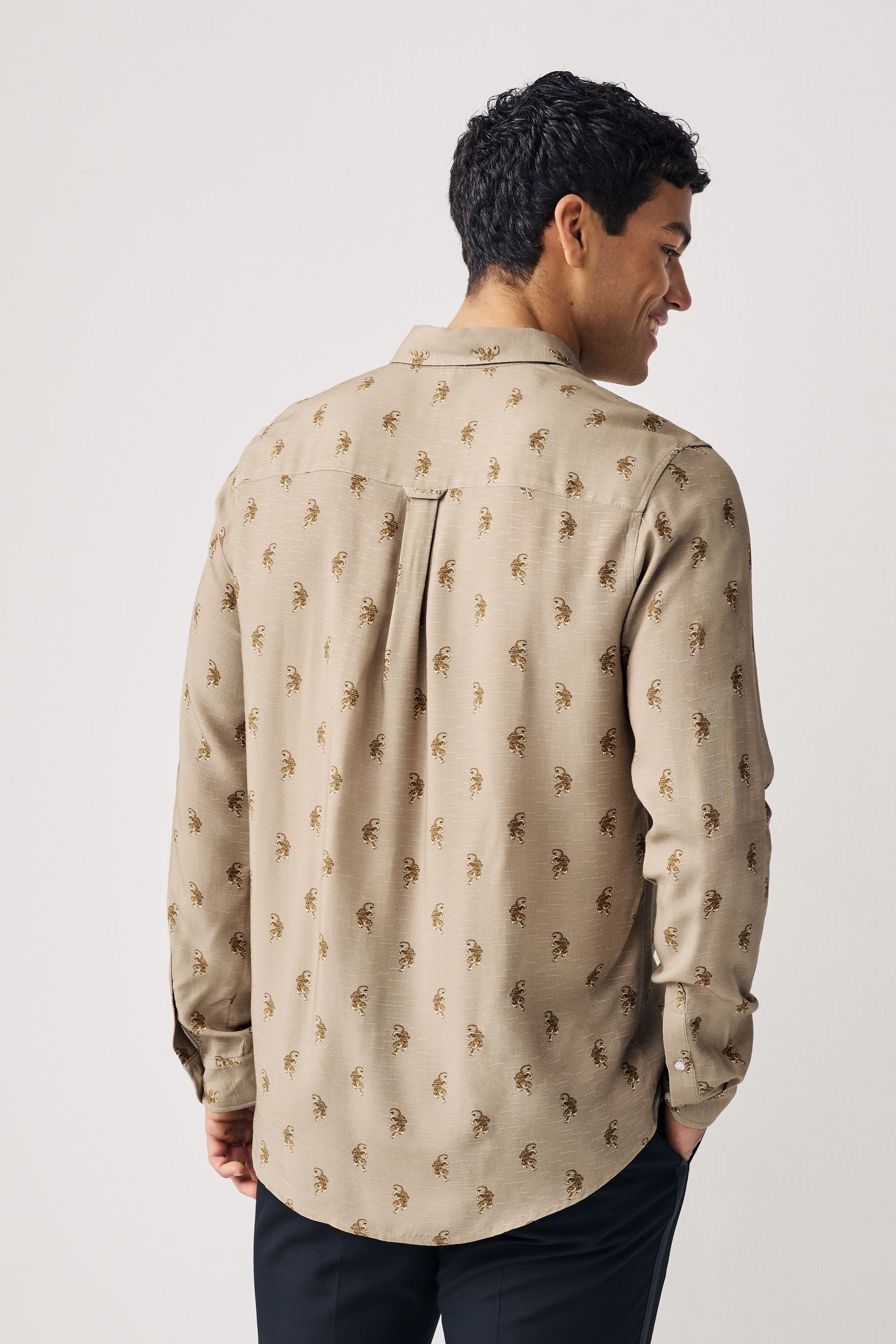 Next Langarmhemd Bedrucktes Langarmhemd (1-tlg)