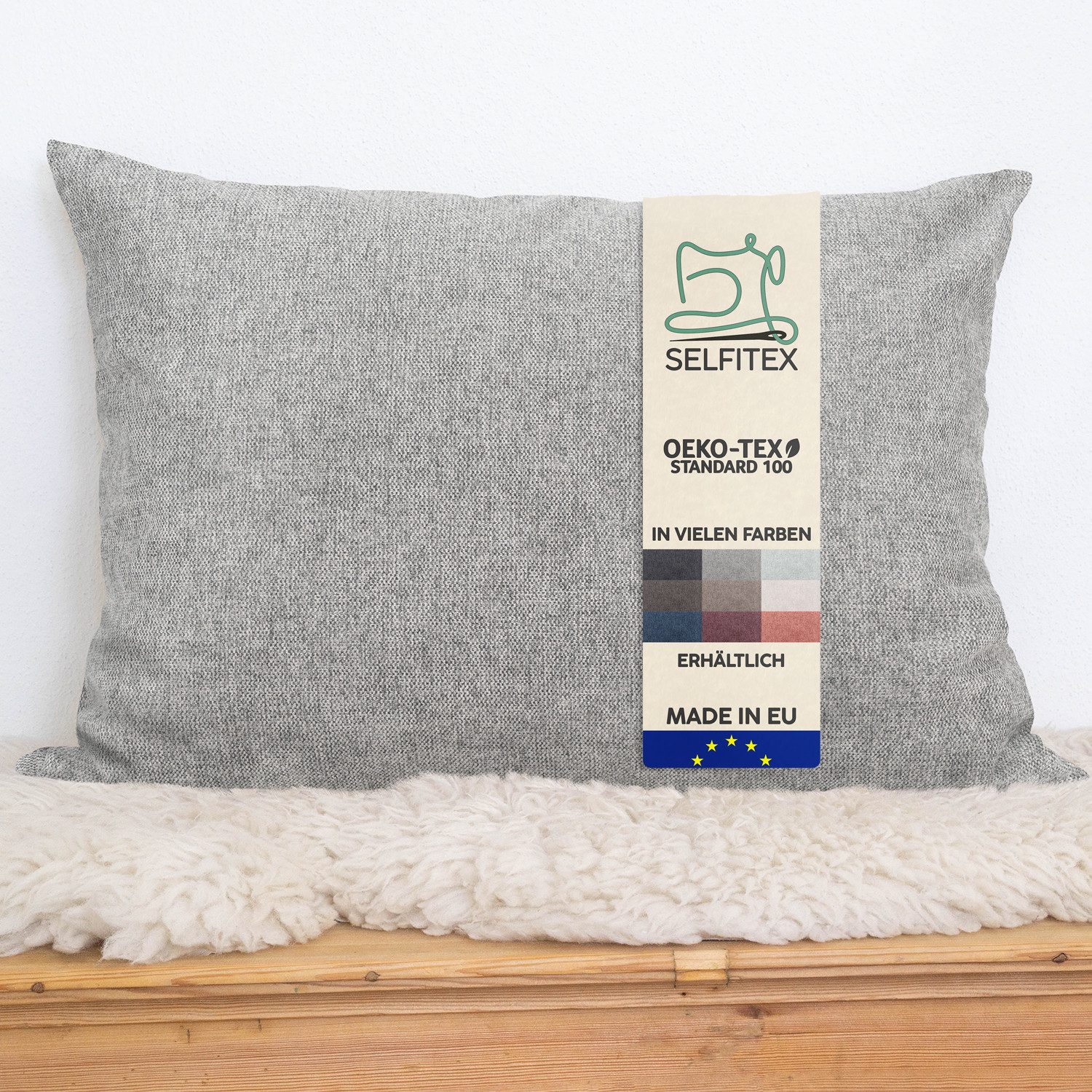 Selfitex Dekokissen 60 x 80 cm inkl. Füllkissen, Sofakissen, versch. Stoffe zur Auswahl, für Couch, Sofa und Bett, Zierkissen