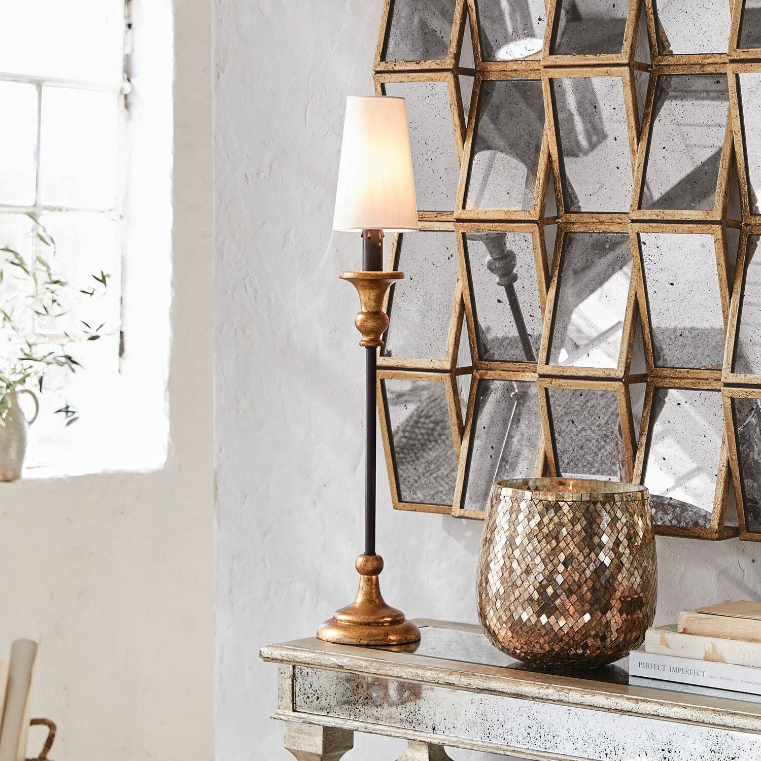 Mirabeau Tischleuchte Tischlampe Ducey creme/antikgold günstig online kaufen