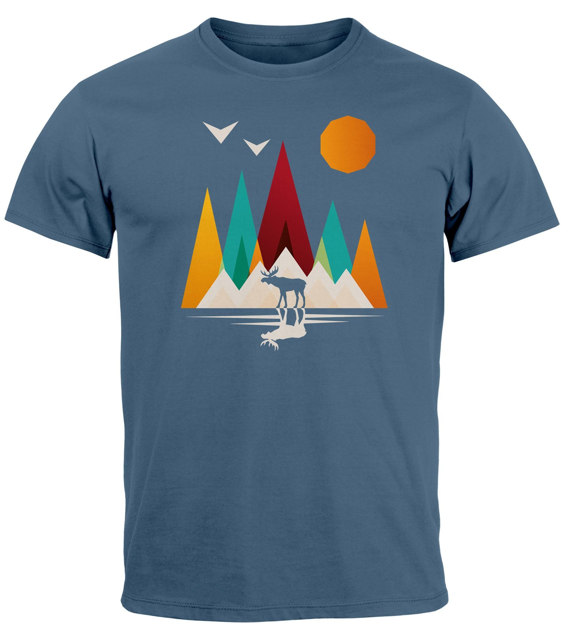 Neverless Print-Shirt Herren T-Shirt Berge Elch günstig online kaufen