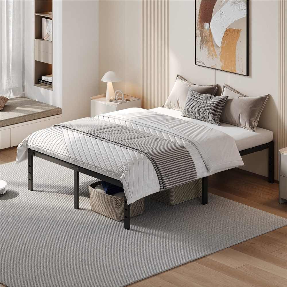 Yaheetech Metallbett 90×190/90×200/140×200/160×200/180×200 cm, Bettrahmen 36/41 cm H mit Lattenrost, Bettgestell aus Metall