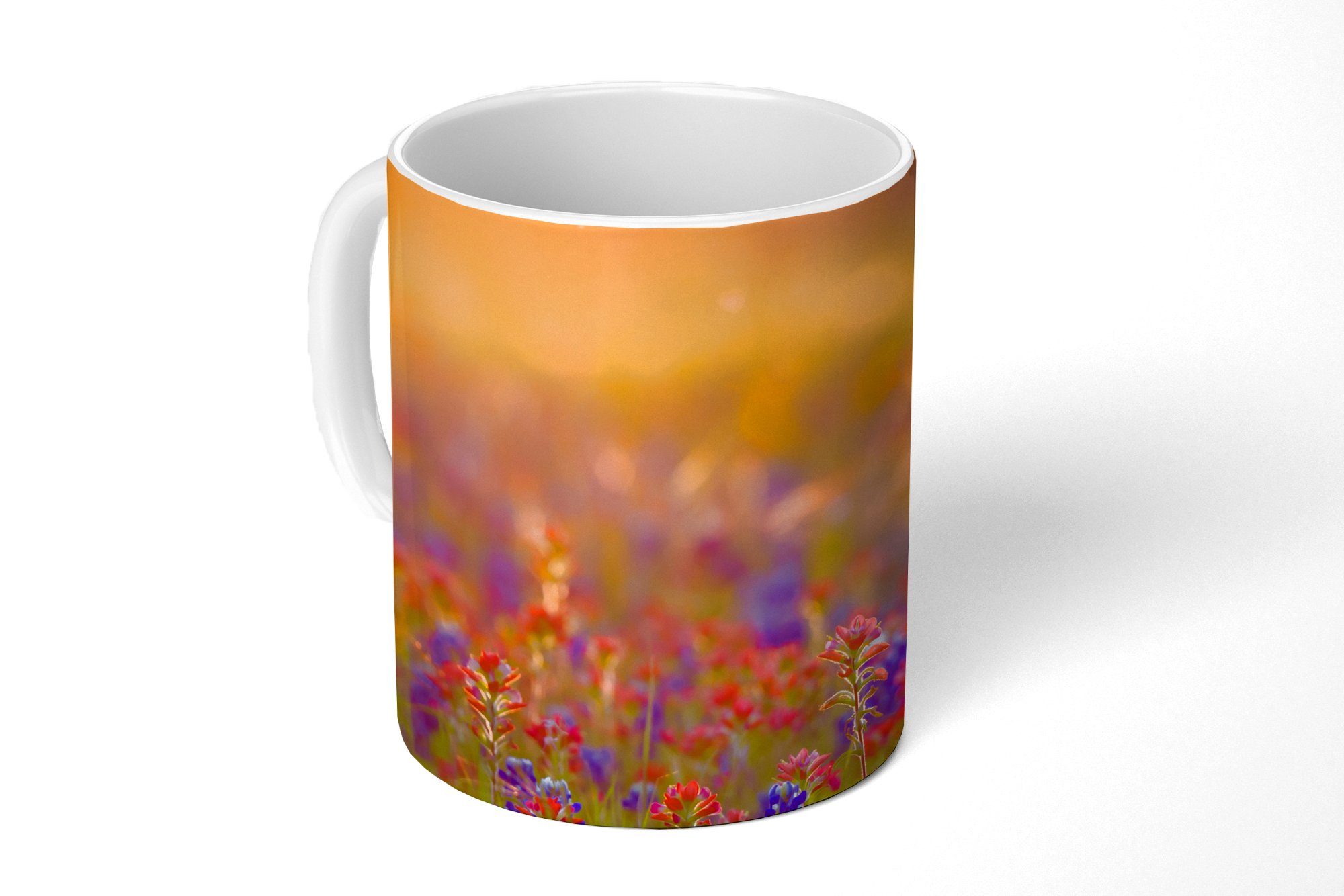 MuchoWow Tasse Blumen - Gold - Sonne, Keramik, Kaffeetassen, Teetasse, Becher, Teetasse, Geschenk