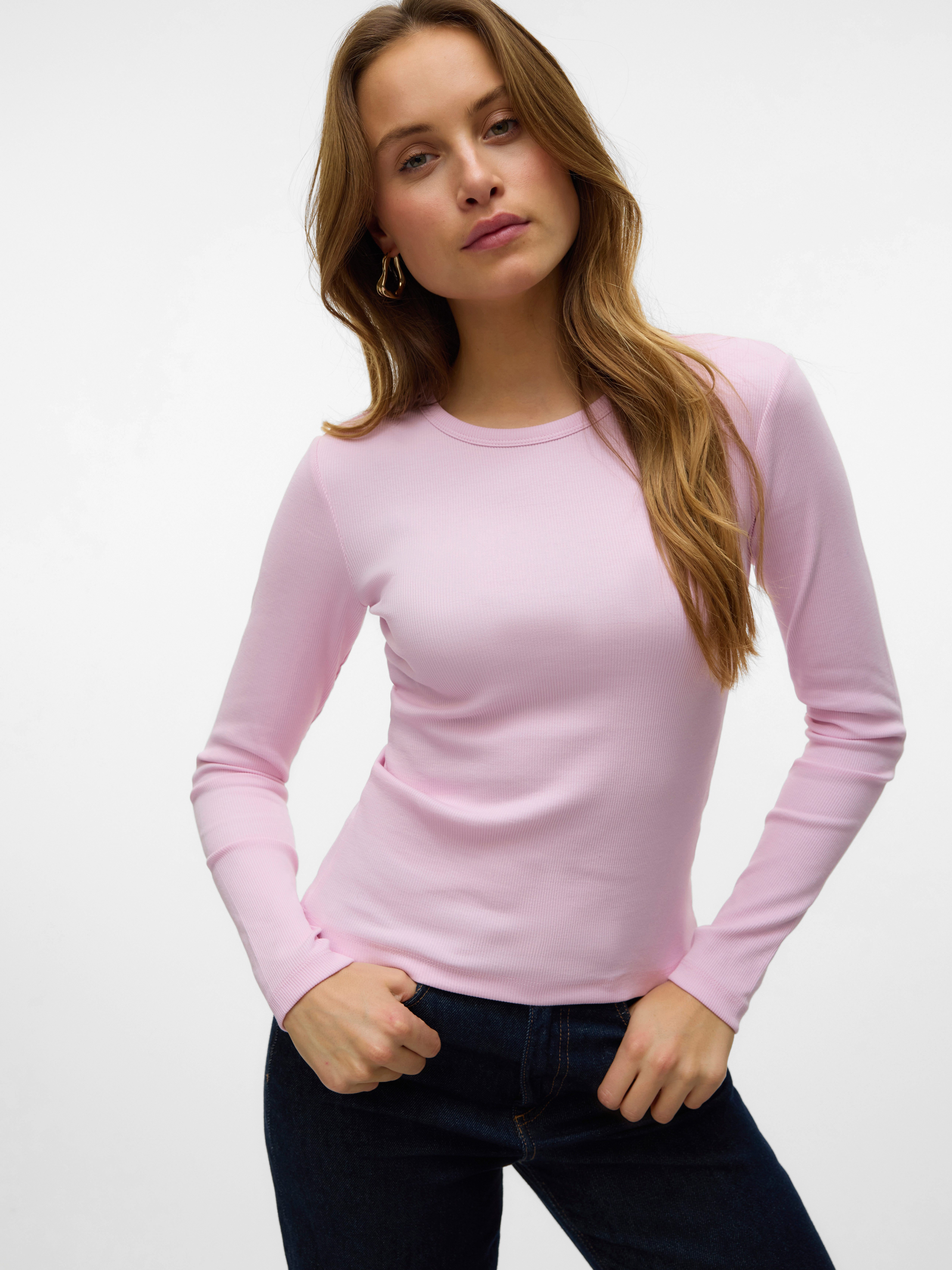 Vero Moda Langarmshirt VMCHLOE LS SHORT TOP JRS NOOS Baumwollmischung günstig online kaufen
