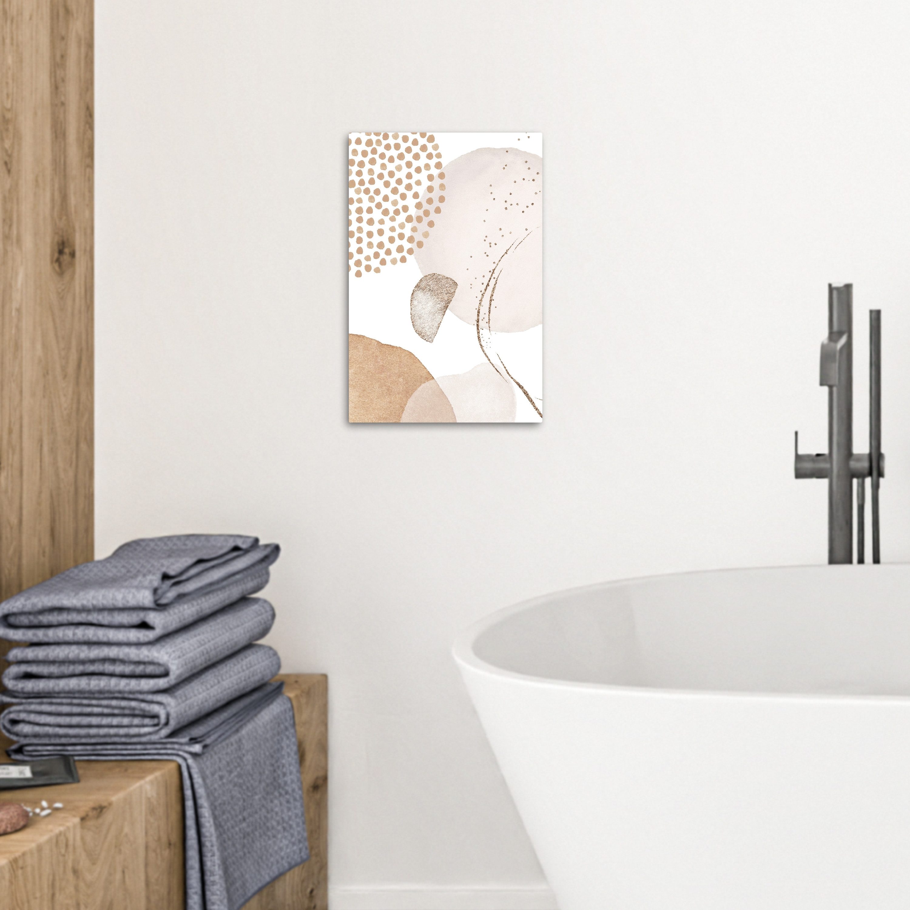 OneMillionCanvasses® Leinwandbild Aquarell - Pastell - Beige - Abstrakt - Modern, Fotodruck (1 St), Badezimmer Deko, Bilder WC, Toilette Wanddeko 20x30 cm