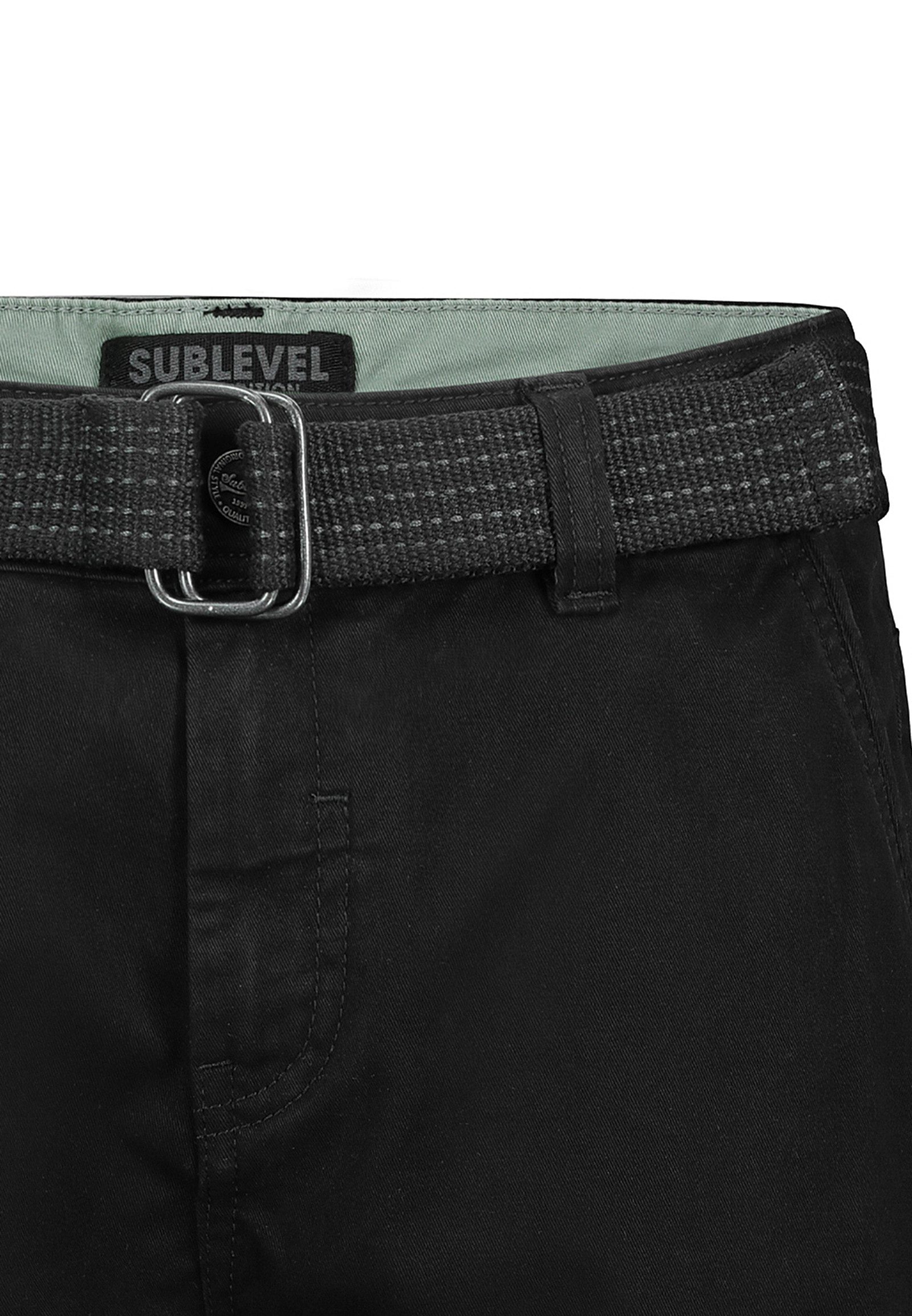 SUBLEVEL Cargoshorts Cargo mit Gürtel und Design Taschen für Herren Baumwolle Regular Fit unifarben atmungsaktiv Reißverschluss