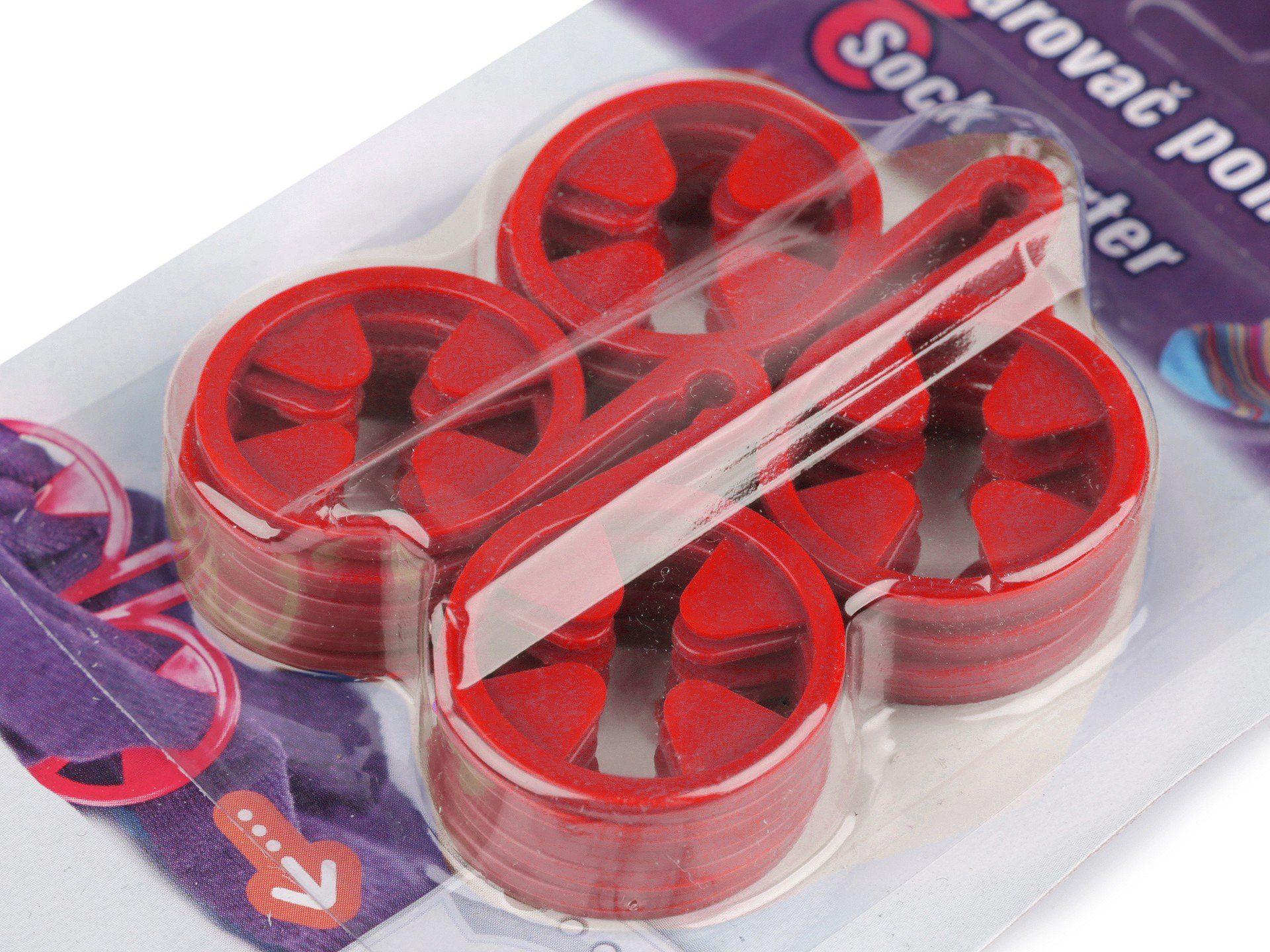 Schnoschi Basicsocken 10 Stk Sockenclips Sockenklammern Wäscheklammern Sockensortierer (10 Stück) rot | Socken