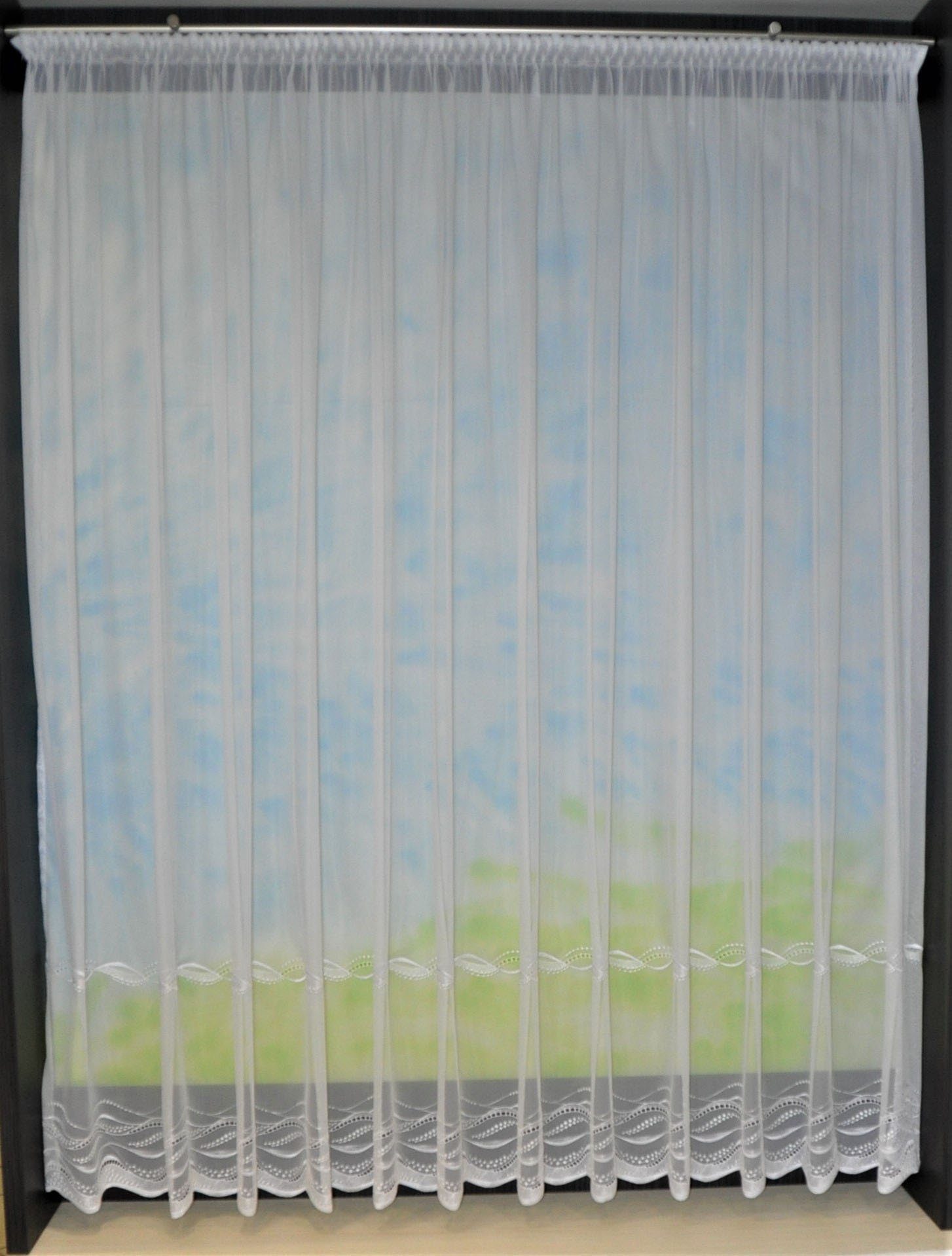 Stickereien Plauen Gardine Düne (1 St), Smokband, halbtransparent, Sablé