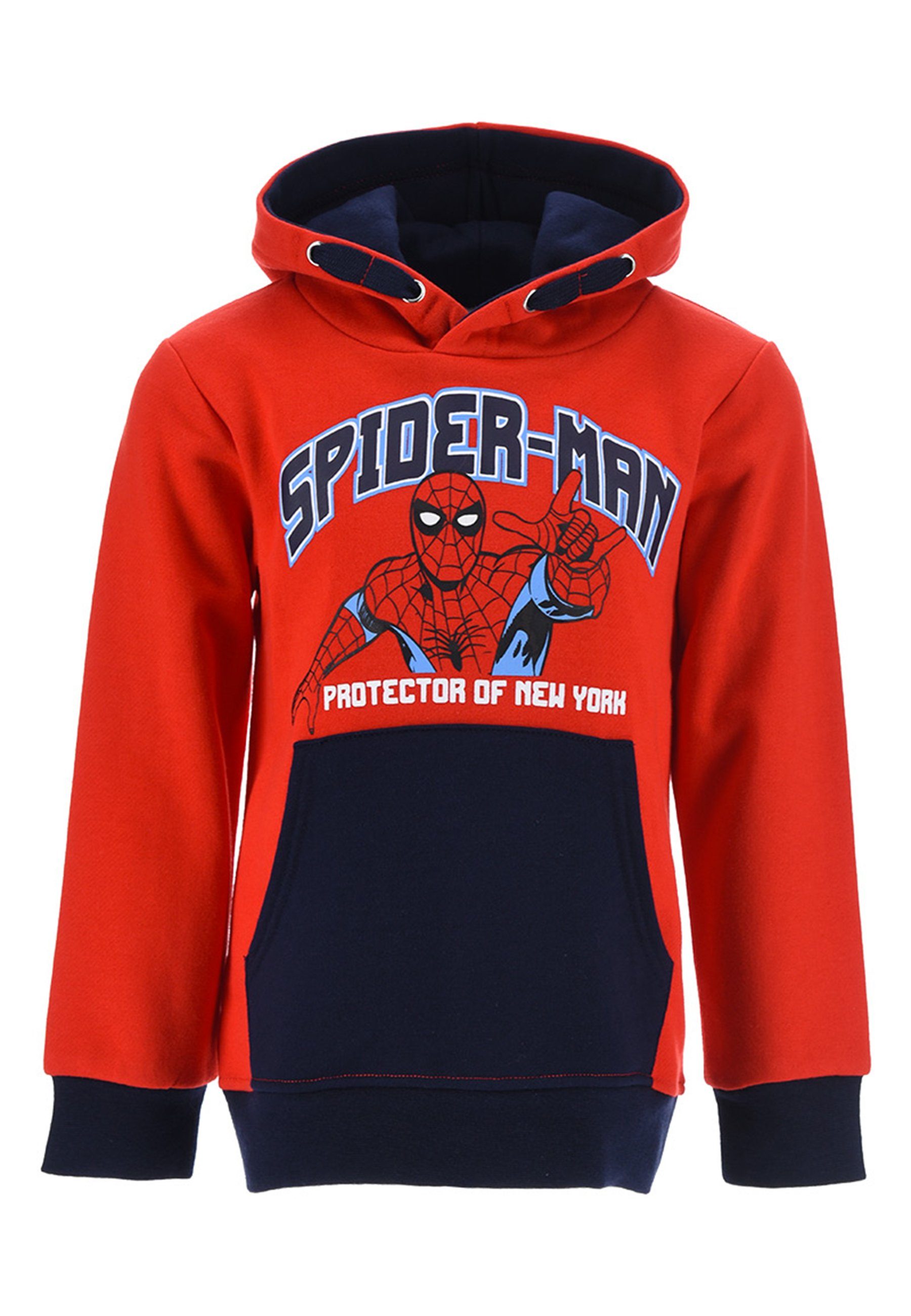 Kapuzen-Sweatshirt mit Spiderman Print der 98 Gr. - cm, Spider-Man Vorderseite Hoodie Marvel Kapuzenpullover stylisches Jungen grossen auf 128