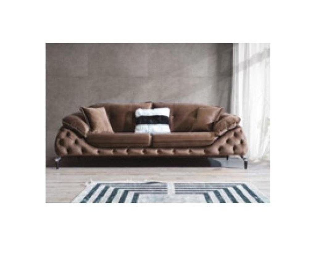 JVmoebel Sofa Designer Braune Chesterfield Couch Stoff Sofa luxus Stoff Sofas, Made in Europe Braun | Braun | Braun