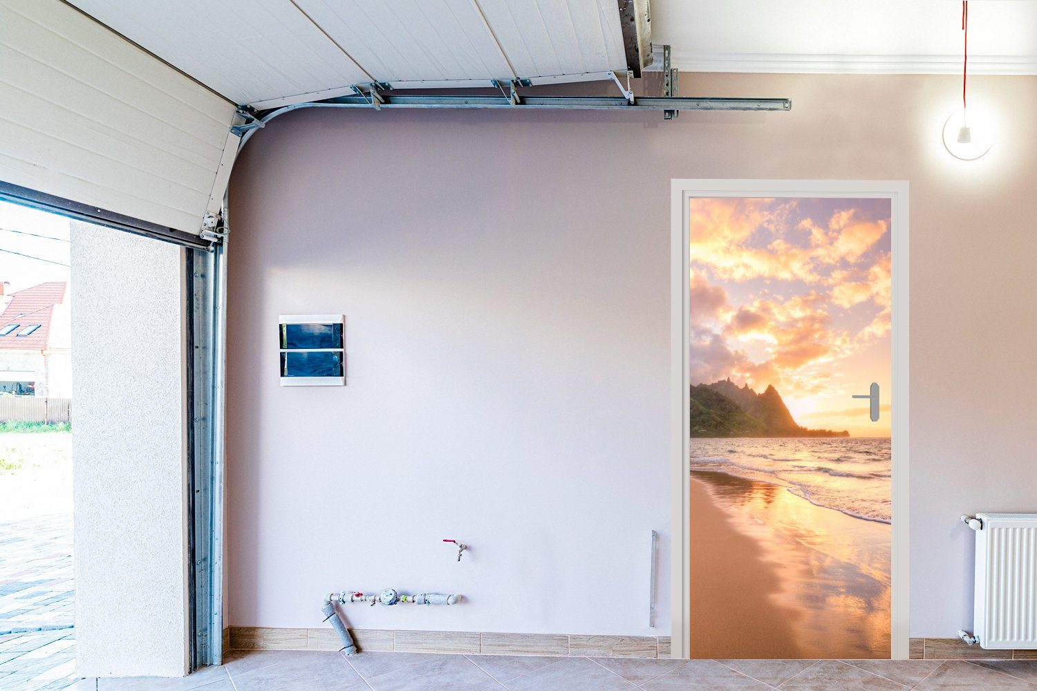 MuchoWow Türtapete Tür, Fototapete Türaufkleber, Sonnenuntergang (1 für auf cm St), Kauai, Matt, 75x205 bedruckt