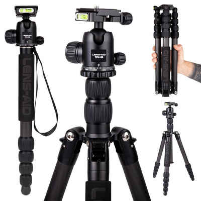 Lens-Aid Dreibein Kamera Reisestativ, Carbon-Fotostativ, DSLR Kamerastativ (Höhe Dreibein 14,5 - 160 cm, Durchmesser Beinsegmente 13 - 25 mm)