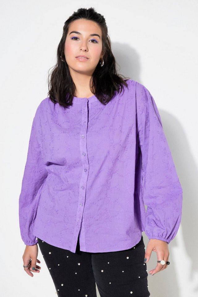 Studio Untold Satinbluse Bluse oversized Struktur-Qualität Ballon-Langarm