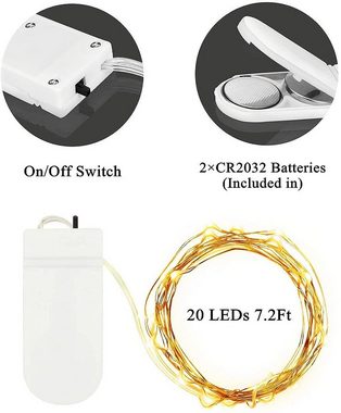 Alster Herz Lichterkette 10x 20 LED Lichterkette mit Batterie, 2m für Innen und Außen, E0217, Dekoration für Weihnachten,Party