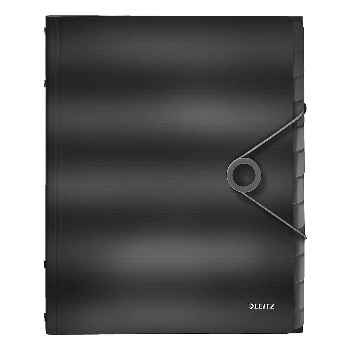 LEITZ Organisationsmappe Solid 4570, Ordnungsmappe mit 12 Fächern, Inhaltverzeichnis, 3 Schutzklappen, A4