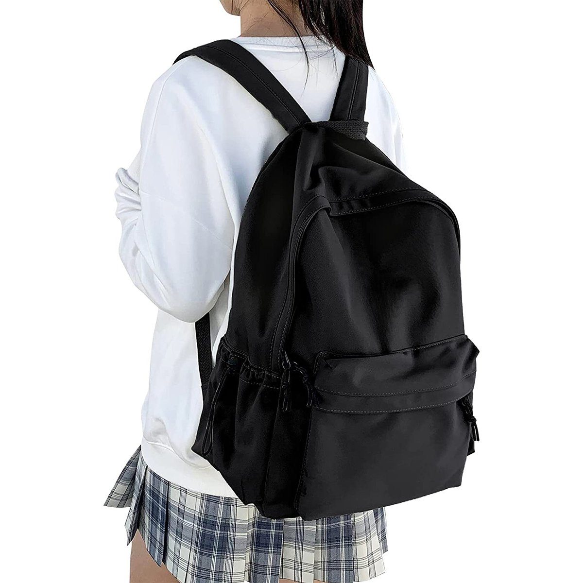 XDeer Schulrucksack Schulrucksack Damen für Laptop im Rucksack Teenageralter Travel Mädchen Bookbag Zoll Schultaschen, Schwarz 15,6