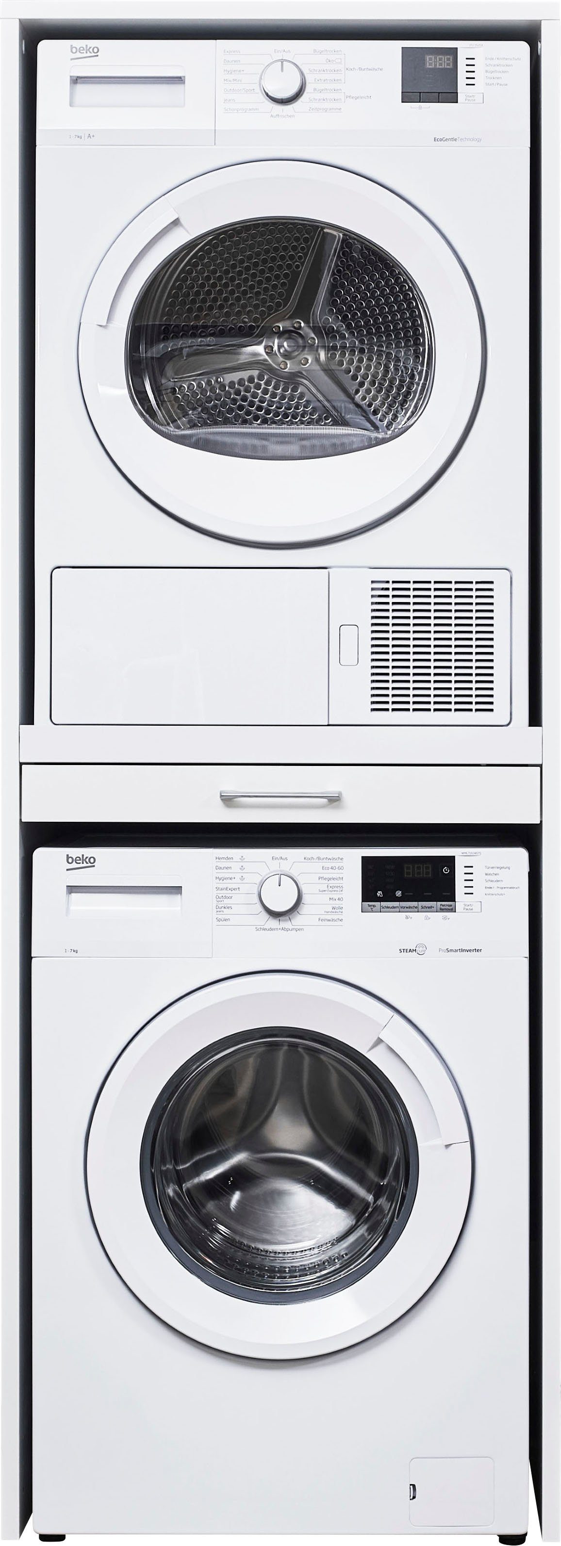 WASHTOWER weiß | weiß Waschmaschinenumbauschrank Washtower