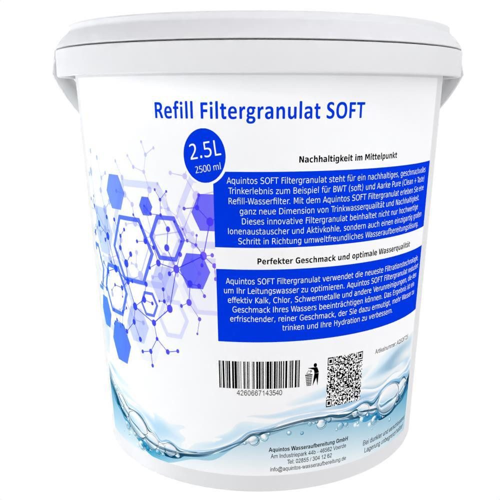 Aquintos Wasseraufbereitung Kalk- und Wasserfilter Refill Filtergranulat ‧ Ersatz für BWT soft und Aarke Pure Clean +, SOFT Filtergranulat