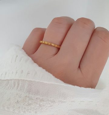 SCHOSCHON Fingerring Kügelchen Ring - 925 Silber (Oberfläche Rund Oval, elegante Struktur), Ring ohne Steine, Damen Silber Schmuck Freundschaft