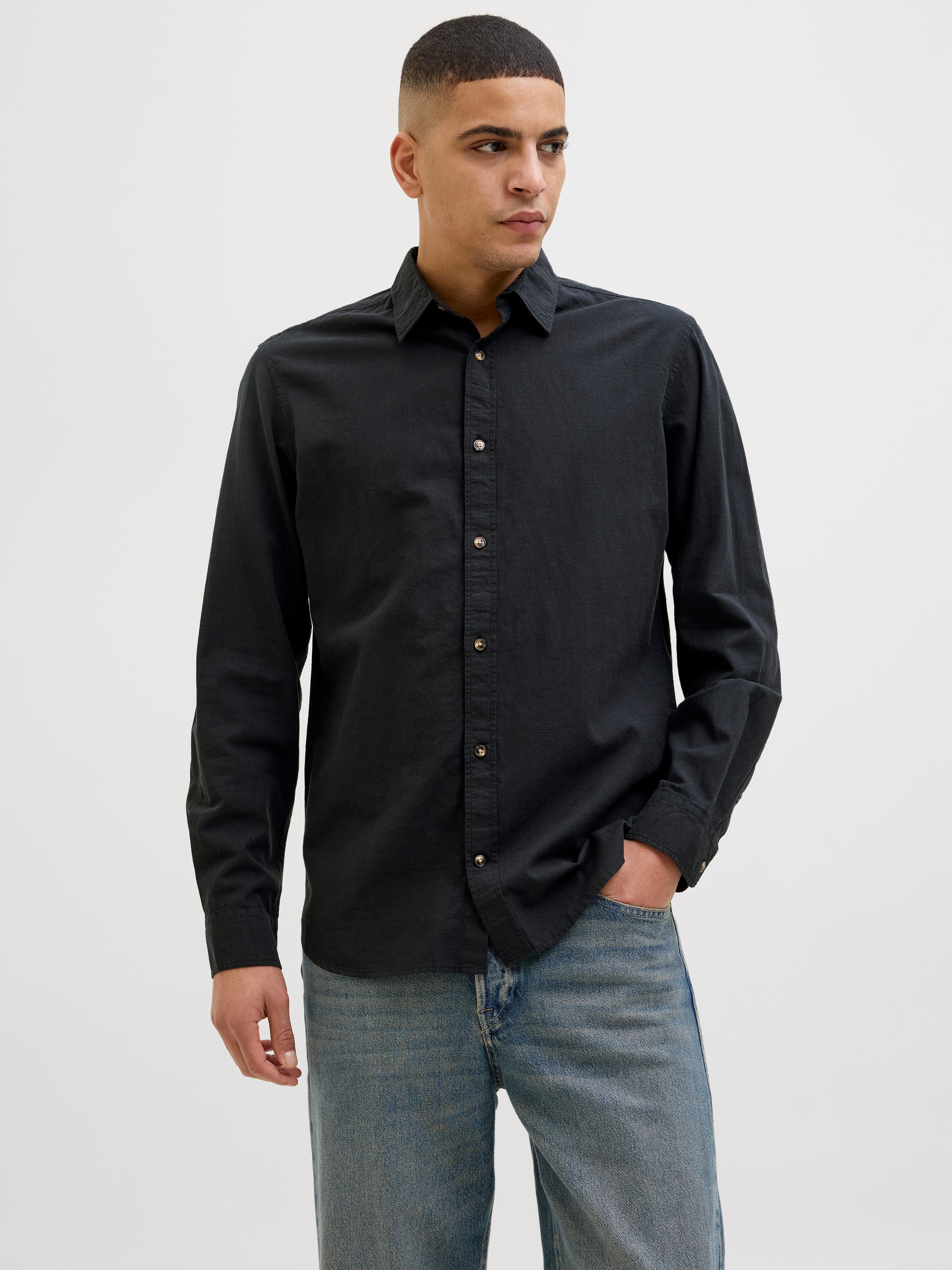 Jack & Jones Langarmhemd JJESUMMER SHIRT LS SN mit Hemdkragen günstig online kaufen