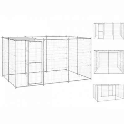 vidaXL Hundezwinger Outdoor-Hundezwinger mit Überdachung Verzinkter Stahl 7,26 m²