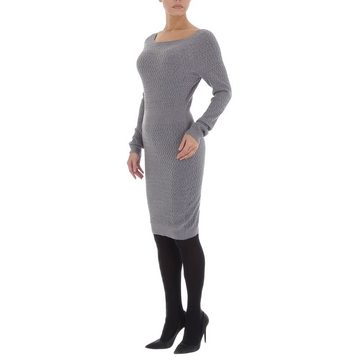 Ital-Design Strickkleid Damen Freizeit Ornamente Stretch Strickoptik Stretchkleid in Grau