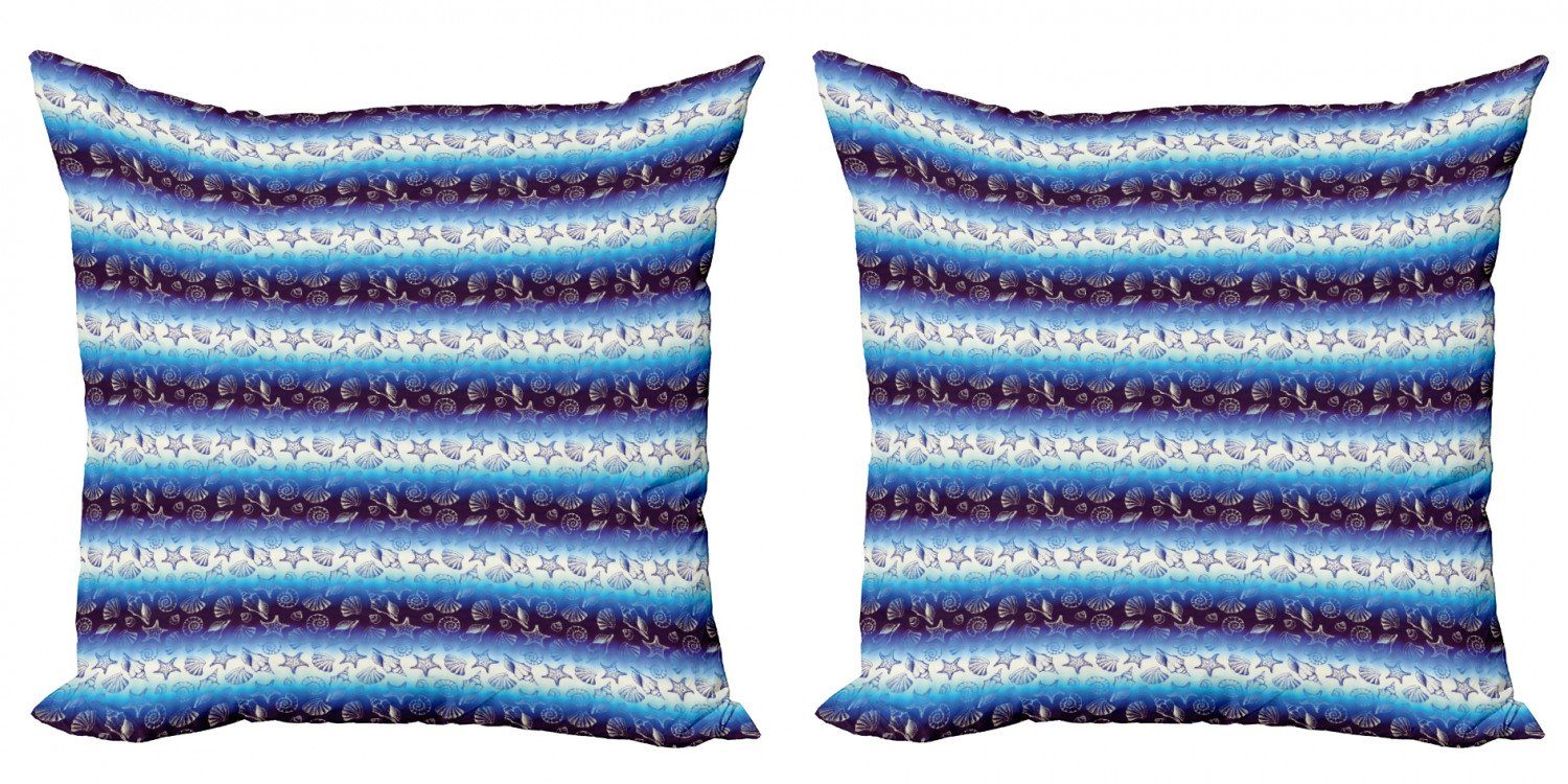 Kissenbezüge Modern Accent Doppelseitiger Digitaldruck, Abakuhaus (2 Stück), blau Wasser Seesterne Muscheln