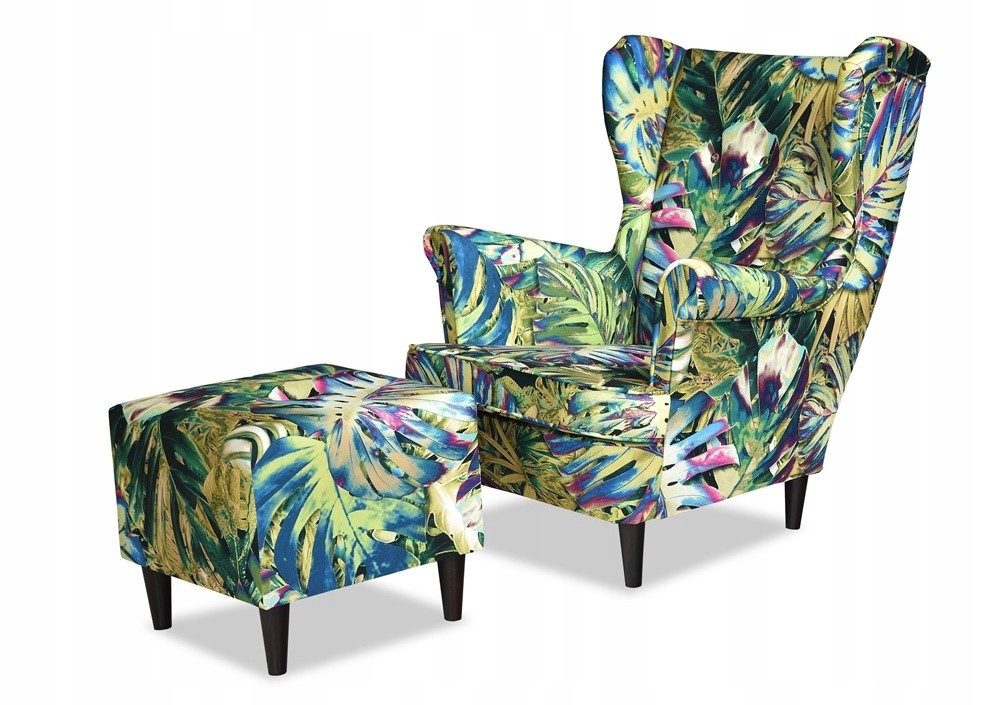 Kaiser Möbel Loungesessel Кресла Кресла mit Fußstütze trendy Blätter (Sessel mit Fußhocker), Inklusive passendem Fußhocker
