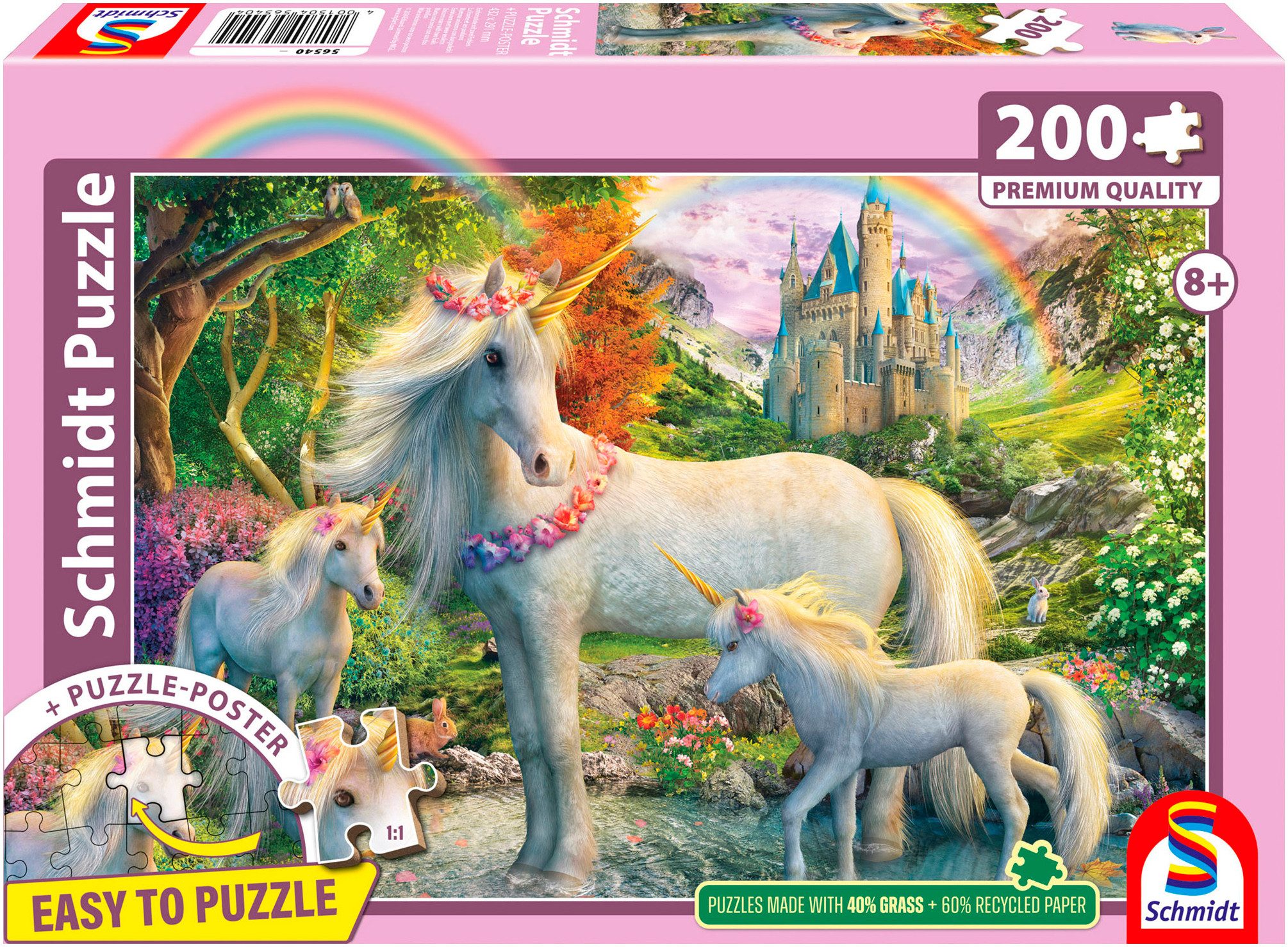 Schmidt Spiele Puzzle Einhornstute mit zwei Fohlen, 200 Puzzleteile, Made in Europe