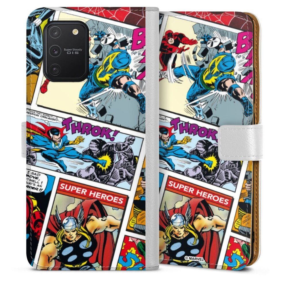 DeinDesign Handyhülle Marvel Retro Comic Blue, Samsung Galaxy S10 Lite Hülle Handy Flip Case Wallet Cover