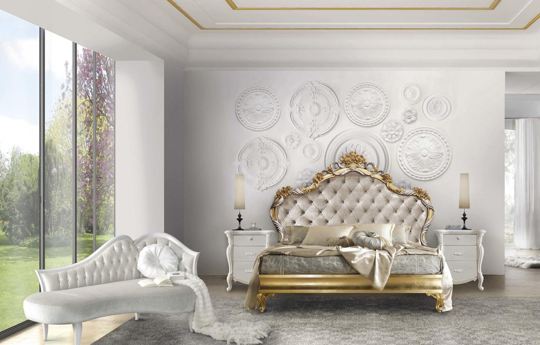 Xlmoebel Schlafzimmer-Set Grau Weiß Schlafzimmer Bett mit 2x Nachttische Chaiselongue Modern, (4-tlg., Bett / 2x Nachttische / Chaiselongue), Hergestellt in Europa