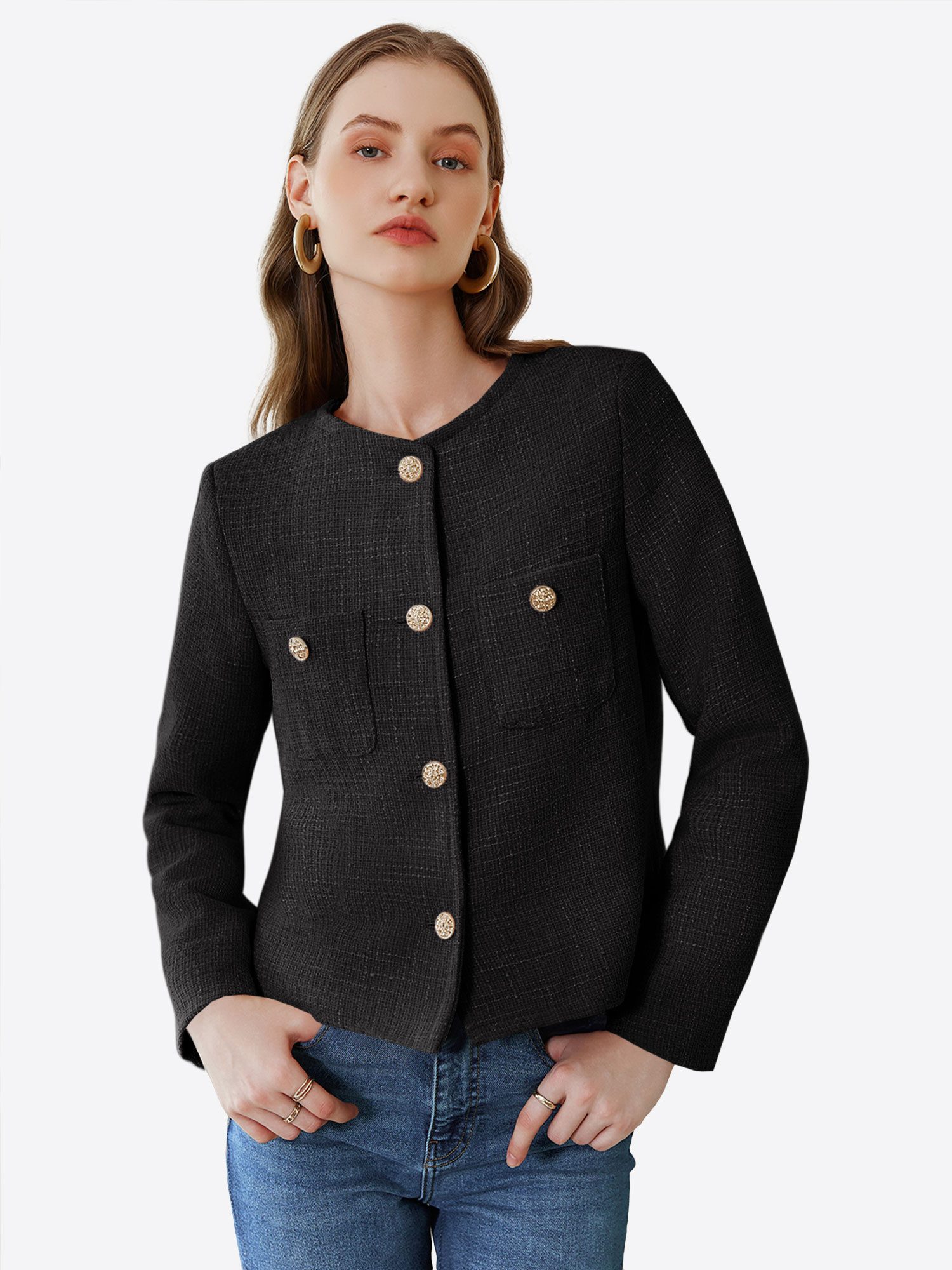 Imily Bela Kurzmantel Damen Lässige kurze Anzugjacke (Packung, 1-tlg., 1per-Pack) Volltonfarbe