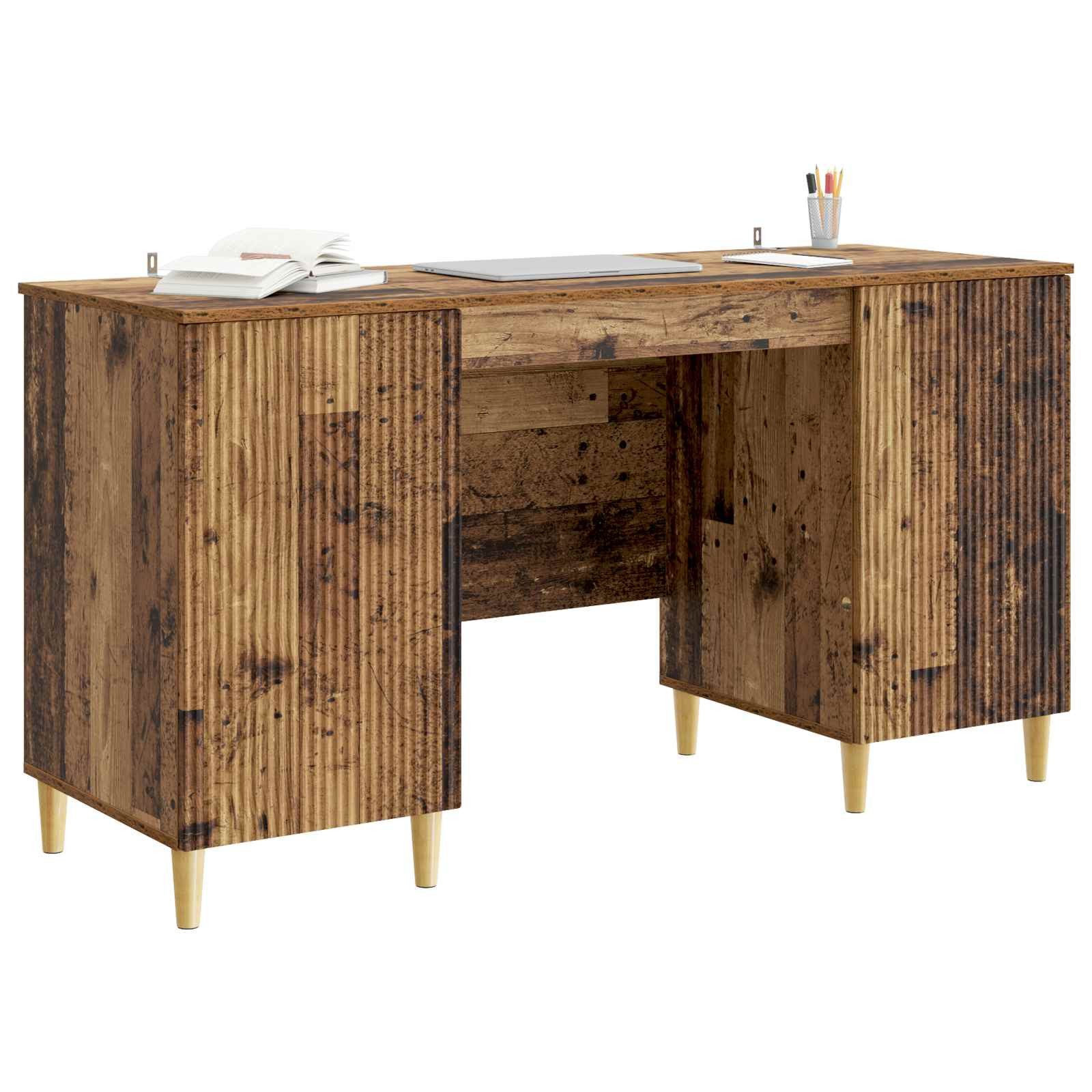 vidaXL Schreibtisch Schreibtisch mit Regal Altholz 142,5 x 50 x 75 cm Holzwerkstoff (1-St)
