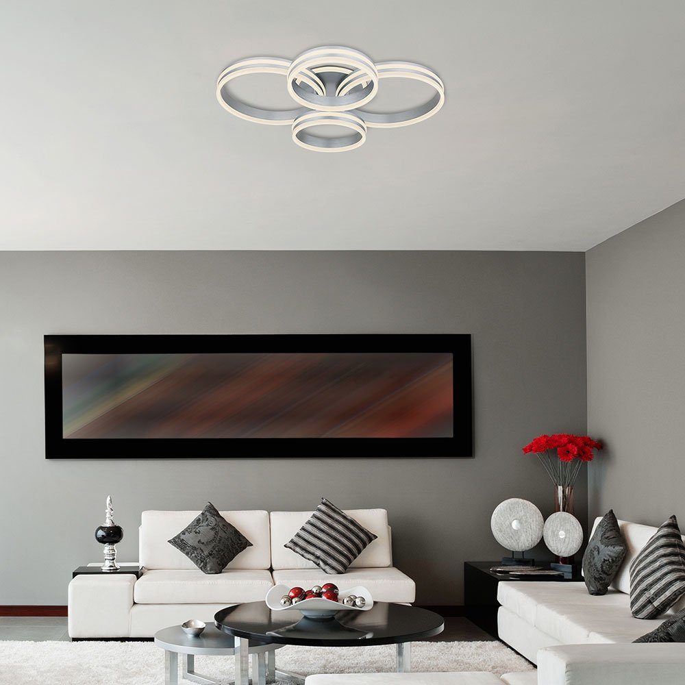 GLOBO LIGHTING LED Deckenleuchte, LED-Leuchtmittel fest verbaut, Warmweiß, Neutralweiß, Tageslichtweiß, LED Deckenlampe Wohnzimmerleuchte Fernbedienung dimmbar Ringe L 85 cm