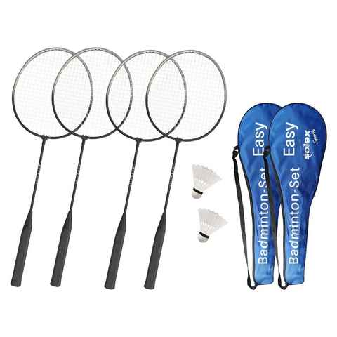 L.A. Sports Badmintonschläger Badminton 2er Set Easy Federball-Spiel 4 Spieler Schläger Tragetasche, (2er Set, 8-tlg., mit 4 Schlägern), Vorbespannt