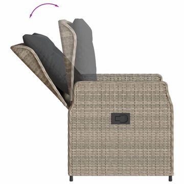 vidaXL Garten-Essgruppe 9-tlg. Garten-Essgruppe mit Kissen Hellgrau Poly Rattan, (9-tlg)