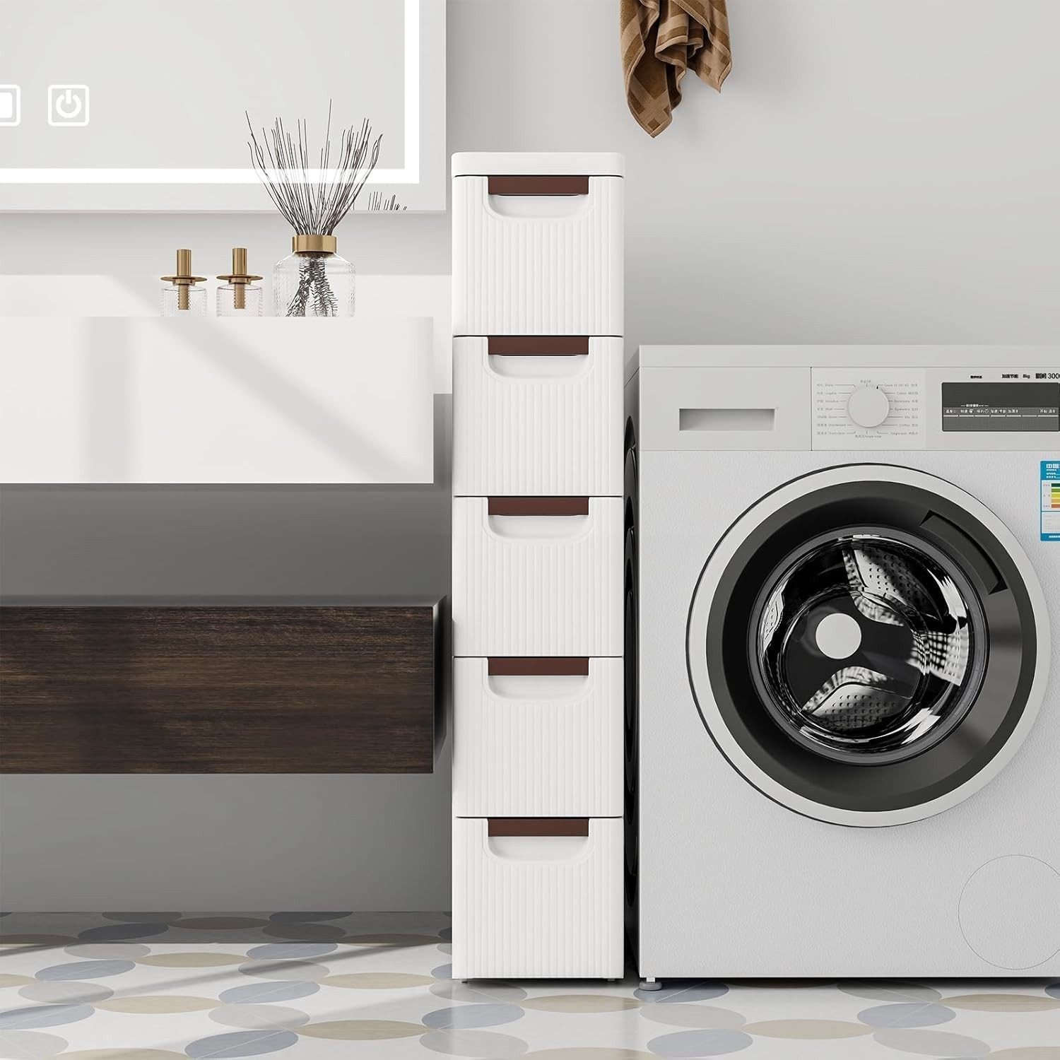 BlingBin Beistellwagen Schmaler Nischenschrank auf Rollen Rollschrank mit 4 günstig online kaufen