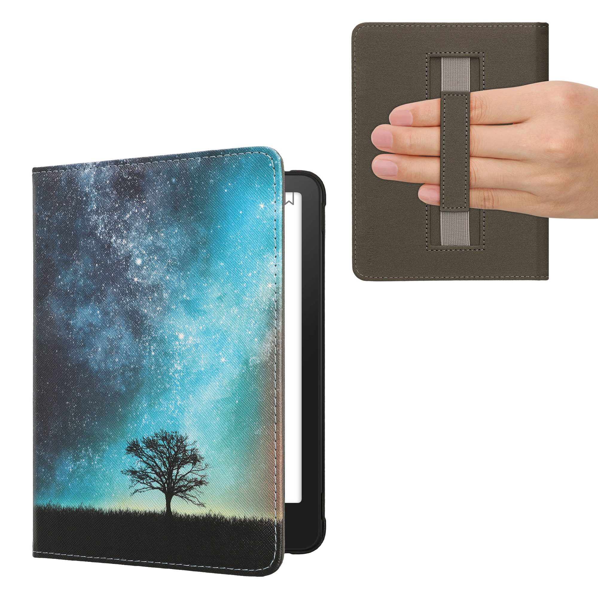 kwmobile E-Reader-Hülle Schutzhülle für Amazon Kindle Paperwhite (2024)/Colorsoft Hülle, eReader Flip Case mit Handschlaufe und Auto Sleep Funktion
