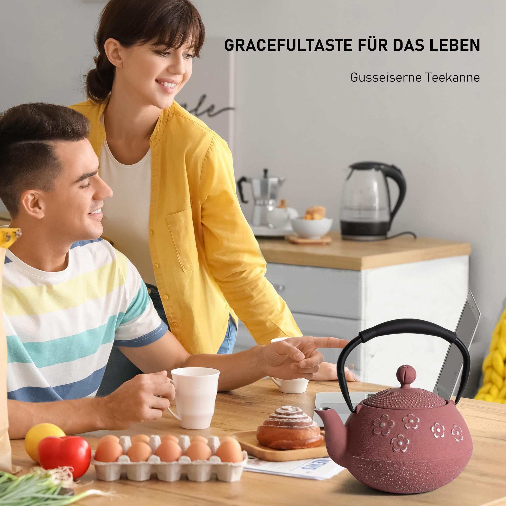 Vankel Teekanne Vielseitige Gusseisen Teekanne Kollektion mit Edelstahlfilter