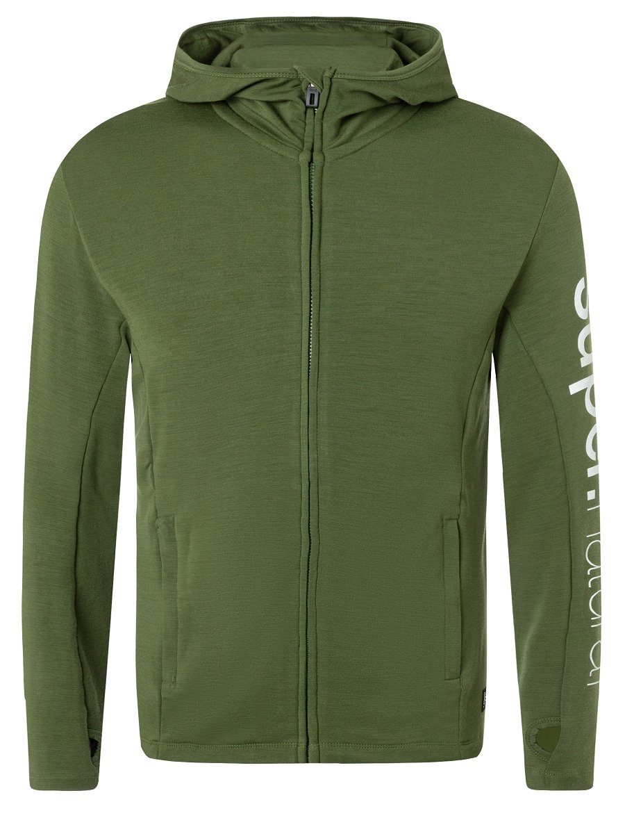 Rifle ALPINE M Green Merino-Materialmix Jacke HOODED SUPER.NATURAL Merino JKT wärmender Outdoorjacke