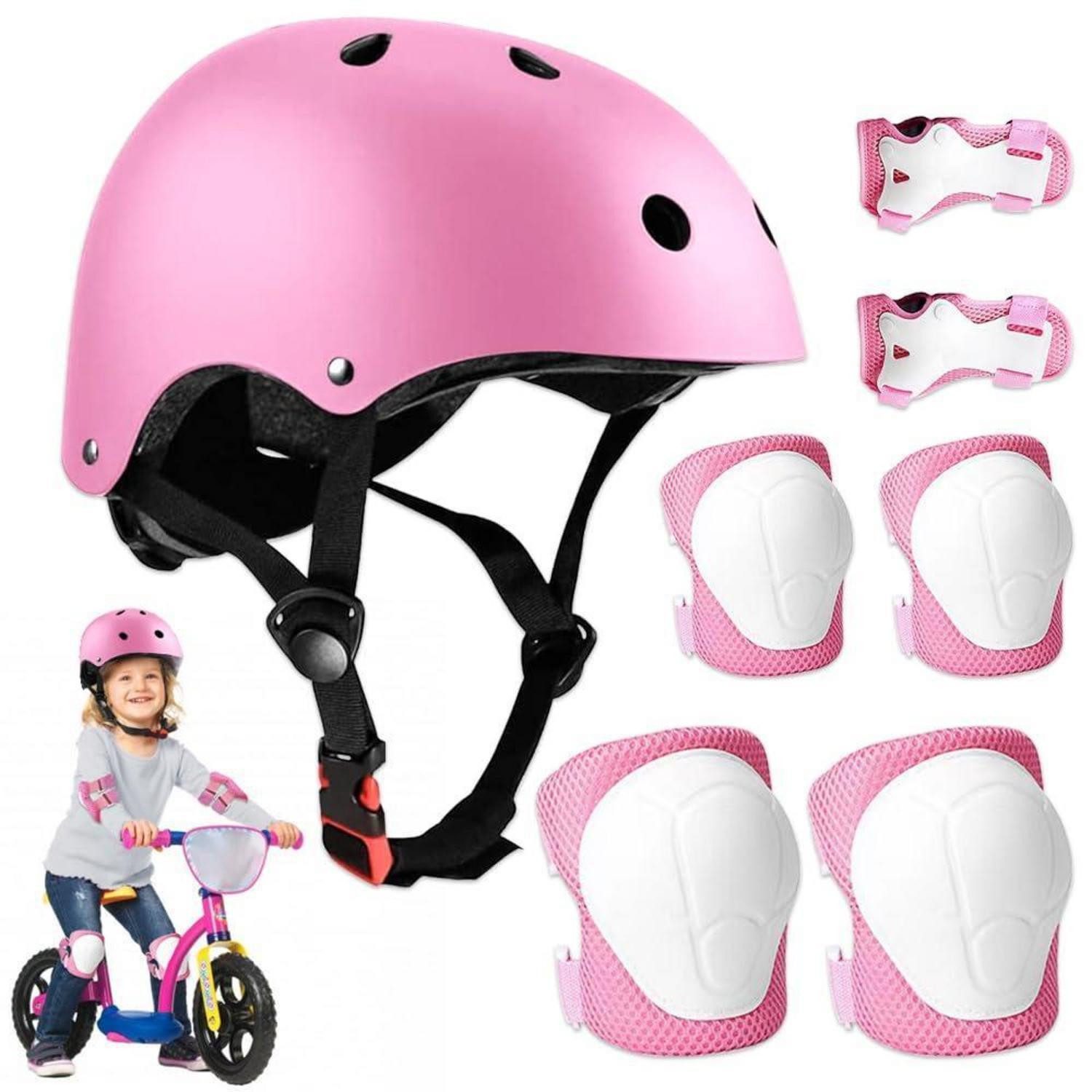 LuxusKollektion Protektoren-Set Schutzausrüstung Set Kinder 7in1 Helm rosa