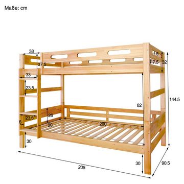 SOFTWEARY Etagenbett mit 2 Schlafgelegenheiten und Lattenrost (90x200 cm), umbaufähig zu 2 Einzelbetten