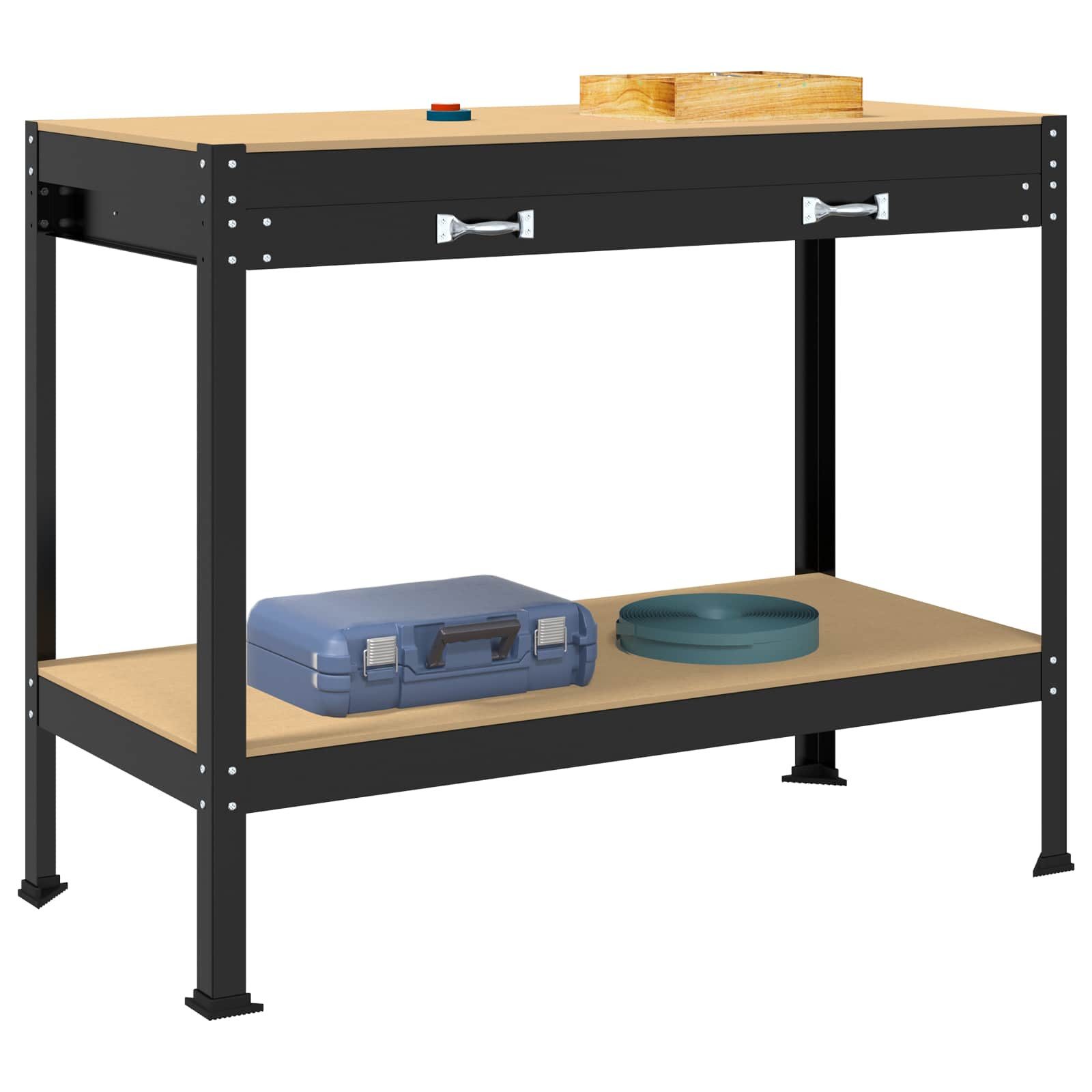 vidaXL Werkbank Werkbank Schwarz 114 x 54 x 91 cm Sperrholz und Metall
