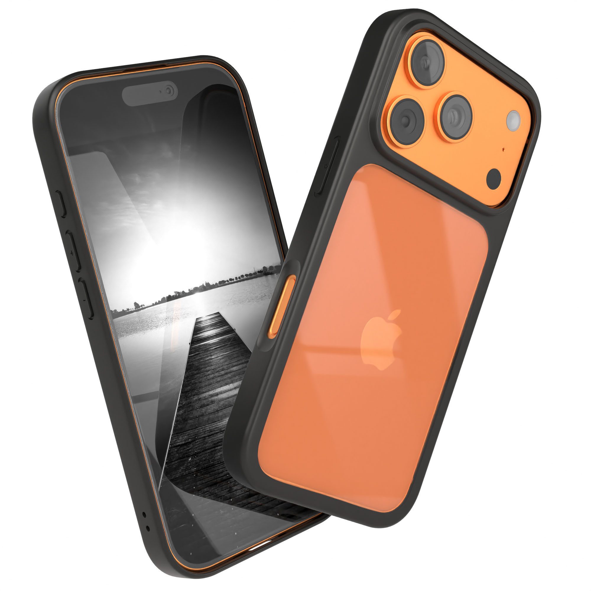 EAZY CASE Handyhülle Bumper Case für Apple iPhone 17 Pro 6,3 Zoll, Hülle Durchsichtig kratzfest Back Cover mit Displayschutz Schwarz