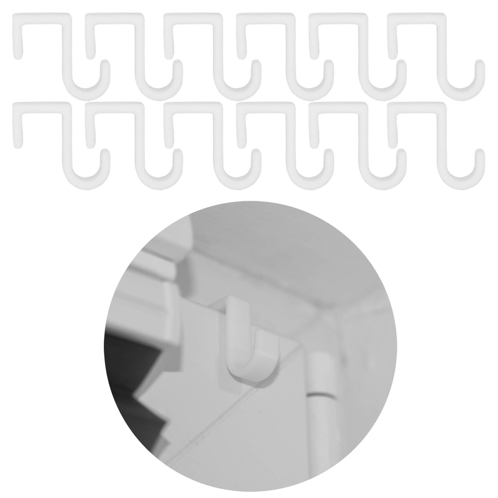 TSB Werk Kleiderhaken Fensterhaken Fensterklemme Fensterklammer, (12-St), Fensterclip, Fensterdeko, Universal, Weiß