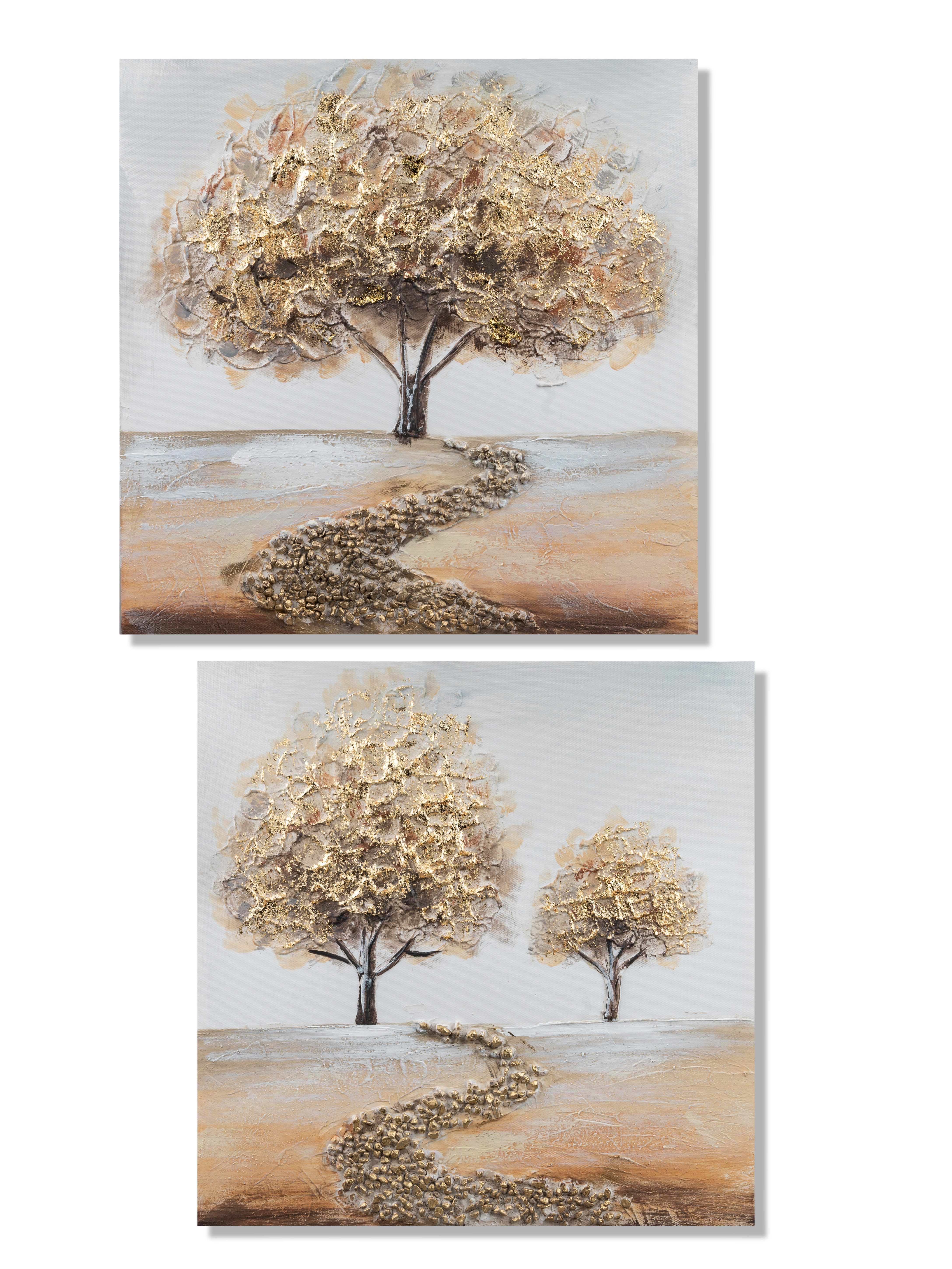 Formano Wandbild Magnolien 2er Set - 50x70 Cm Mit Goldglitter, Sofort Aufhängbar